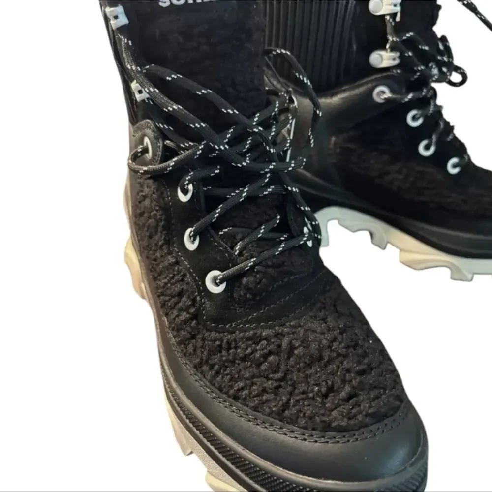 Sorel‎ Brex Cozy Lace Waterproof Boot - Black Sea Salt - Women's US Size 8.5 New